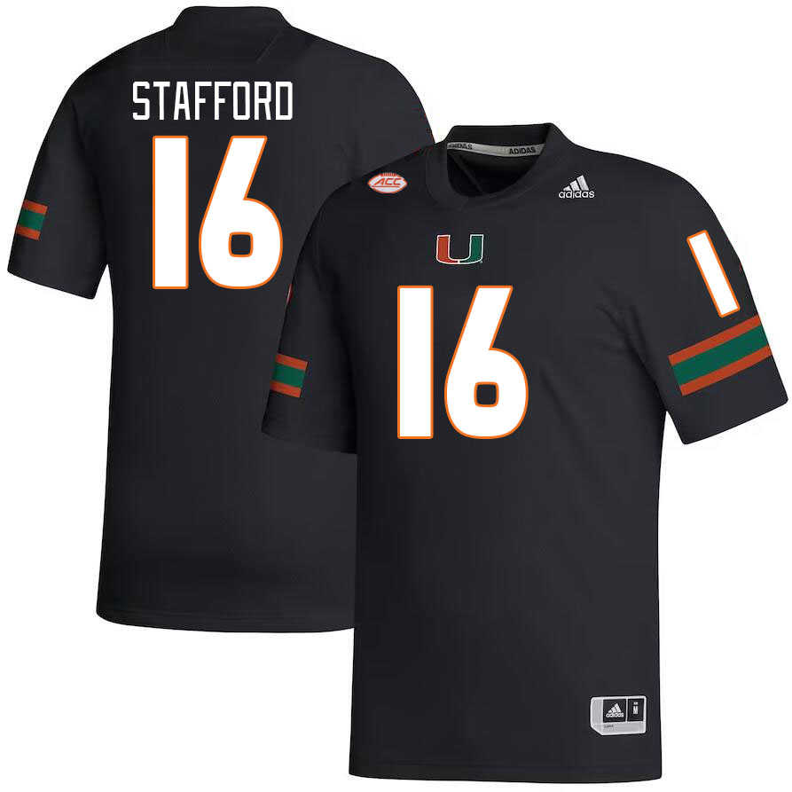 Men #16 Robert Stafford Miami Hurricanes College Football Jerseys Stitched Sale-Black